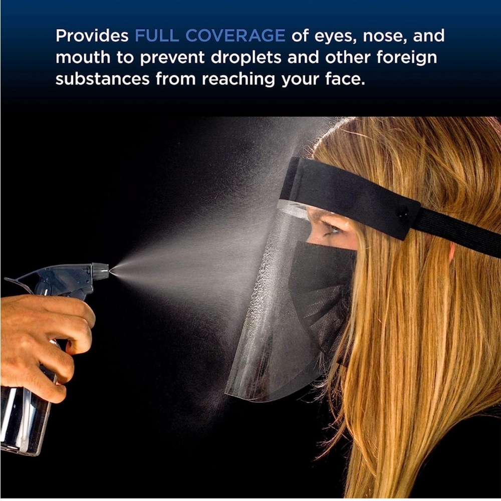 Salon World Safety Black Face Shields (Pack of 10) - Ultra Clear Protective Full